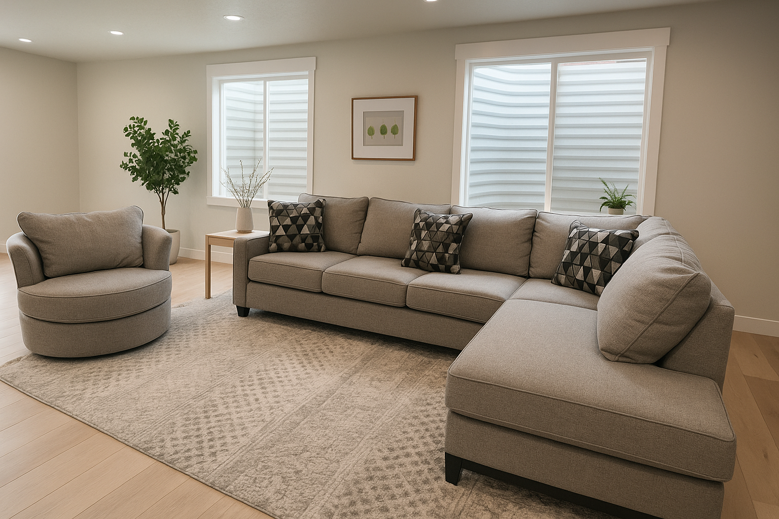 Finished basement with home theater