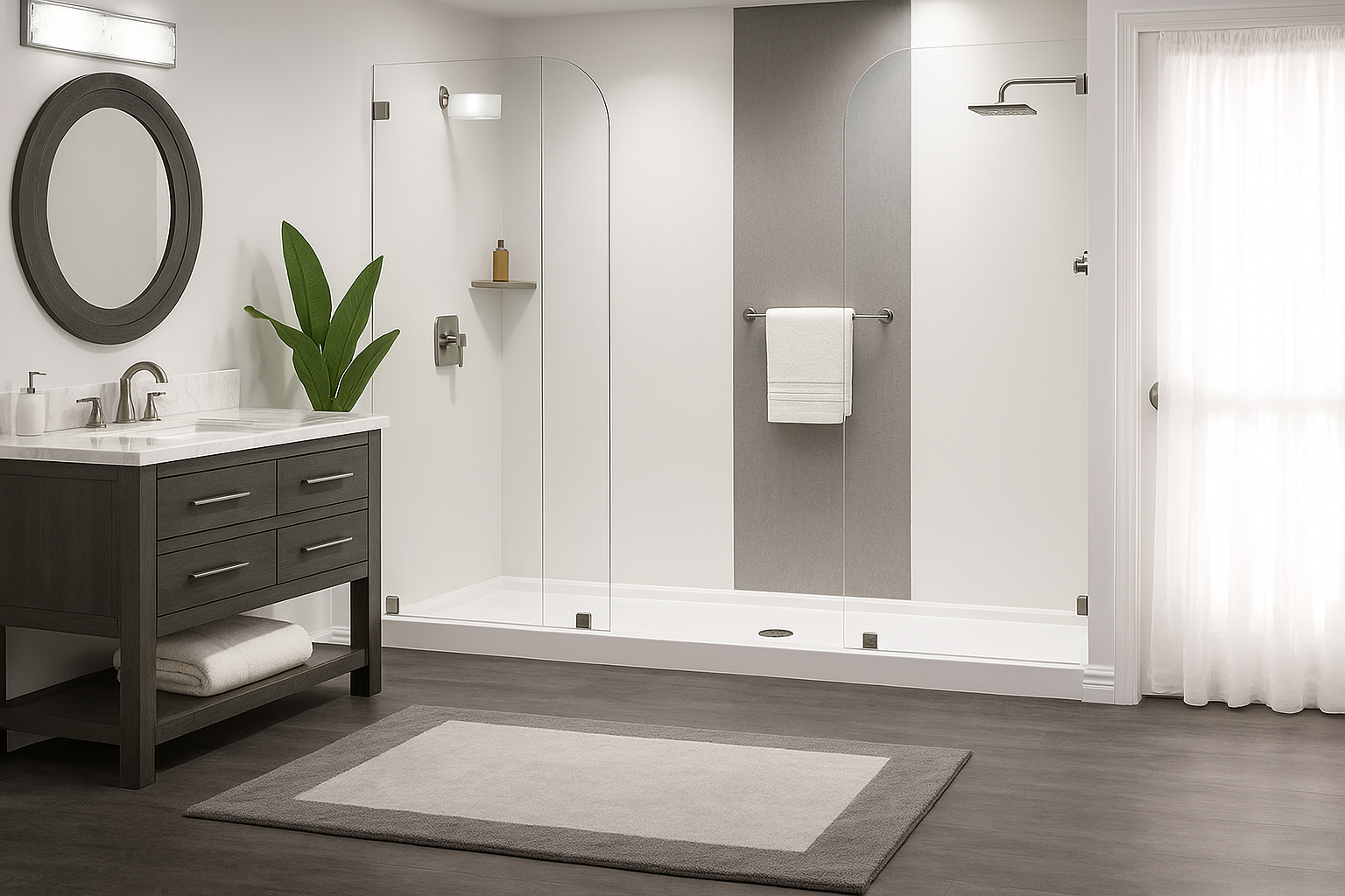 Luxury bathroom with walk-in shower